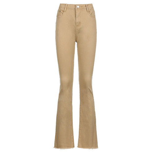 Brown High Waist Stretch Bootcut Jeans Women Casual Pants - ROUTINE FASHION